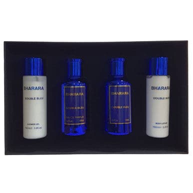 BHARARA DOUBLE BLEU 4 PCS SET FOR MEN: 3.4 EAU DE PARFUM + 5 OZ BODY LOTION + 3.4 AFTER SHAVE + 5 OZ SHOWER GEL - Premium Shop All from BHARARA - Just $143.55! Shop now at namebrandcities brought to you by los tres amigos discounts inc 