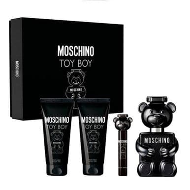 MOSCHINO TOY BOY 4 PCS SET: 3.4 EAU DE PARFUM SPRAY + 0.34 EAU DE PARFUM SPRAY + 3.4 AFTER SHAVE BALM + 3.4 SHOWER GEL - Premium Shop All from MOSCHINO - Just $120! Shop now at namebrandcities brought to you by los tres amigos discounts inc 